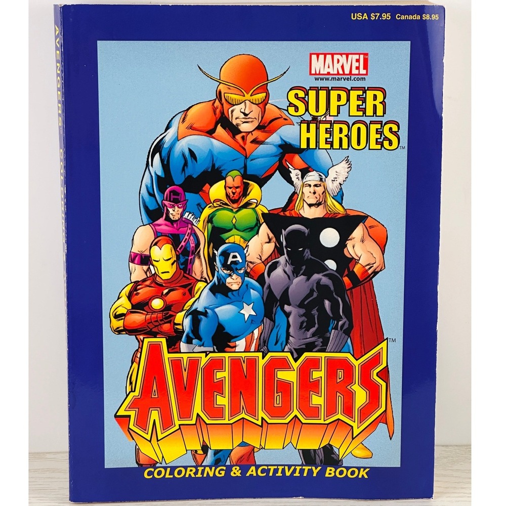 Marvel Avengers Coloring Activity Book 2002 Super Heroes Kids Fun Uncolored